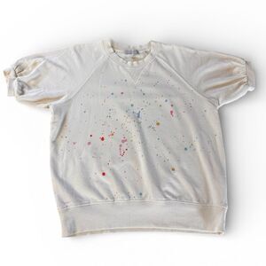 PJ Salvage Paint Splatter Sweatshirt Top Small Cotton Blend Cozy Lounge Pullover